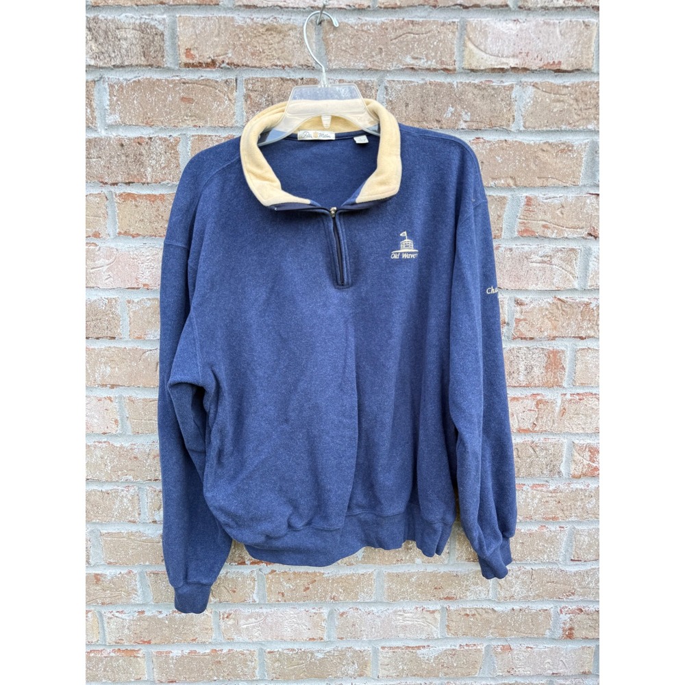 Peter Millar Mens Large Blue Cotton Old Waverly Quarter Zip Pullover Sweater